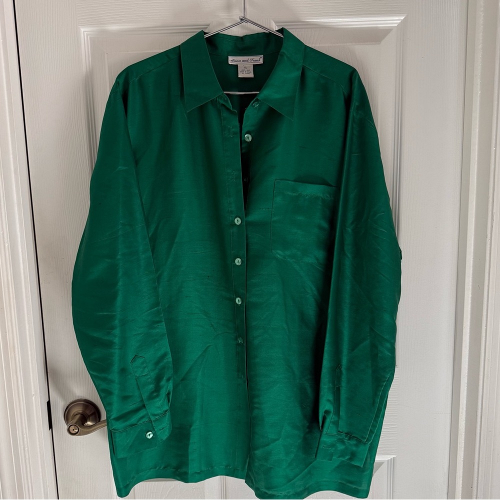 Coldwater Creek Vibrant Green Button Down Shirt